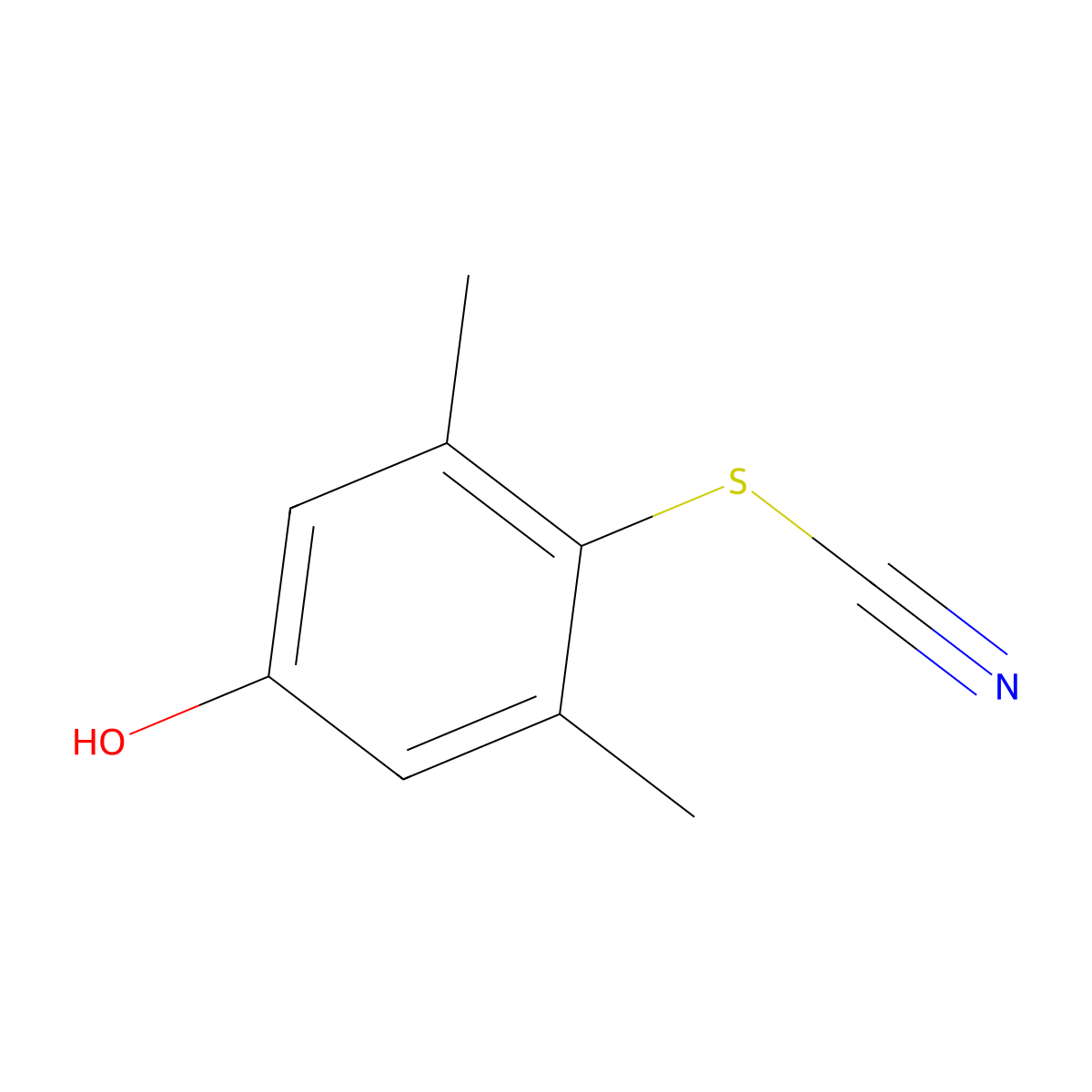 4-Hydroxy-2,6-dimethylphenyl thiocyanate molecular structure, CAS 6074-30-2