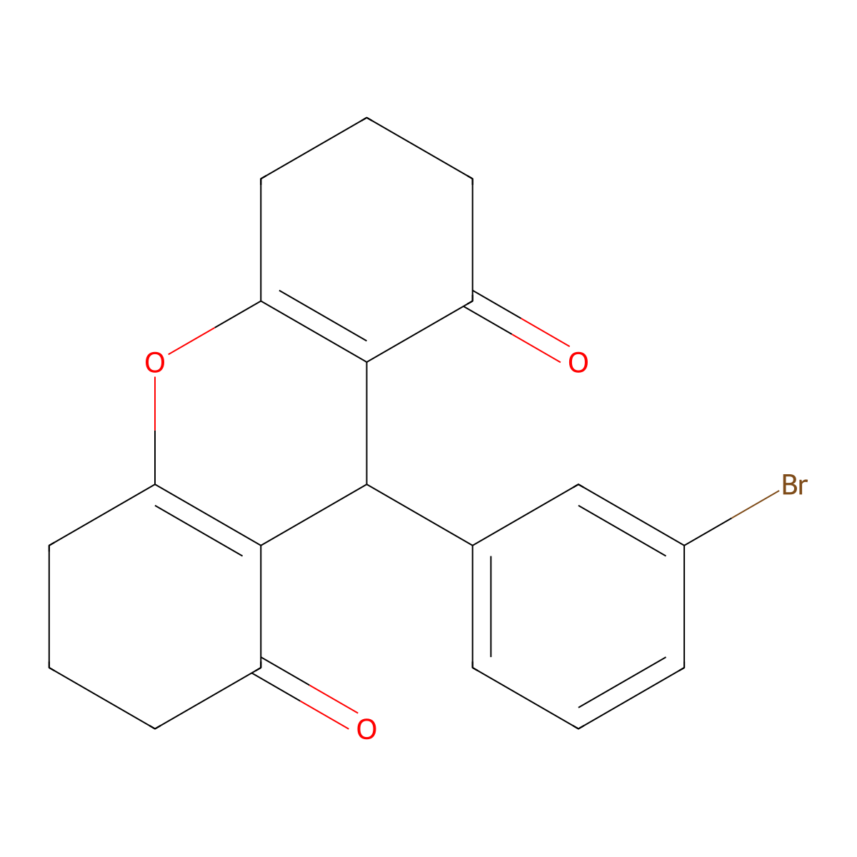 9-(3-bromophenyl)-3,4,5,6,7,9-hexahydro-2H-xanthene-1,8-dione molecular structure, CAS 6074-75-5