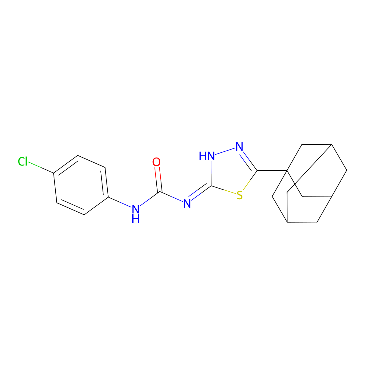 1-[5-(1-Adamantyl)-1,3,4-thiadiazol-2-yl]-3-(4-chlorophenyl)urea molecular structure, CAS 6074-96-0