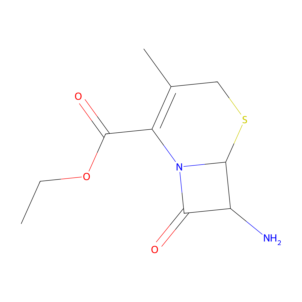 Ethyl (6R,7R)-7-amino-3-methyl-8-oxo-5-thia-1-azabicyclo[4.2.0]oct-2-ene-2-carboxylate molecular structure, CAS 60742-90-7