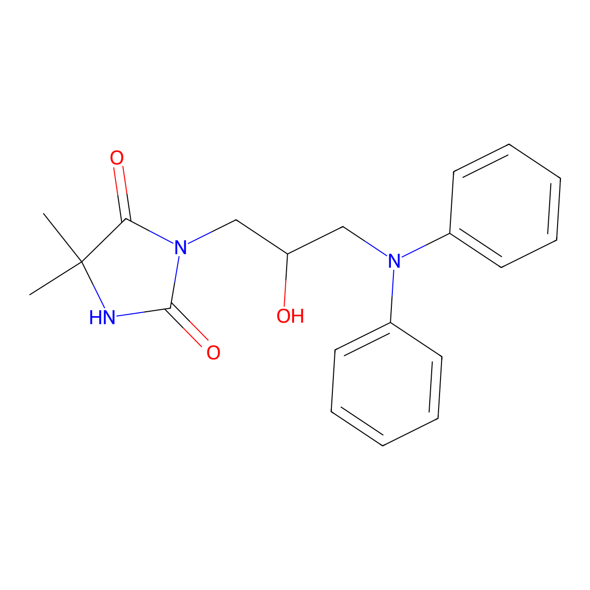 3-[3-(Diphenylamino)-2-hydroxypropyl]-5,5-dimethylimidazolidine-2,4-dione molecular structure, CAS 6075-19-0