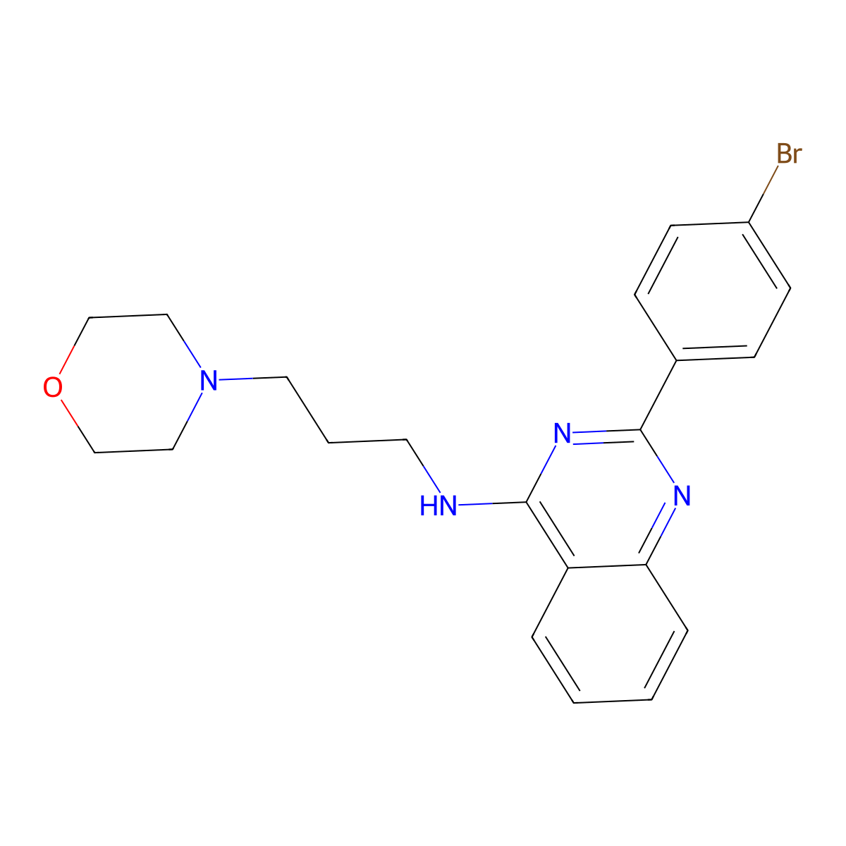 2-(4-bromophenyl)-N-(3-morpholin-4-ylpropyl)quinazolin-4-amine molecular structure, CAS 6075-35-0
