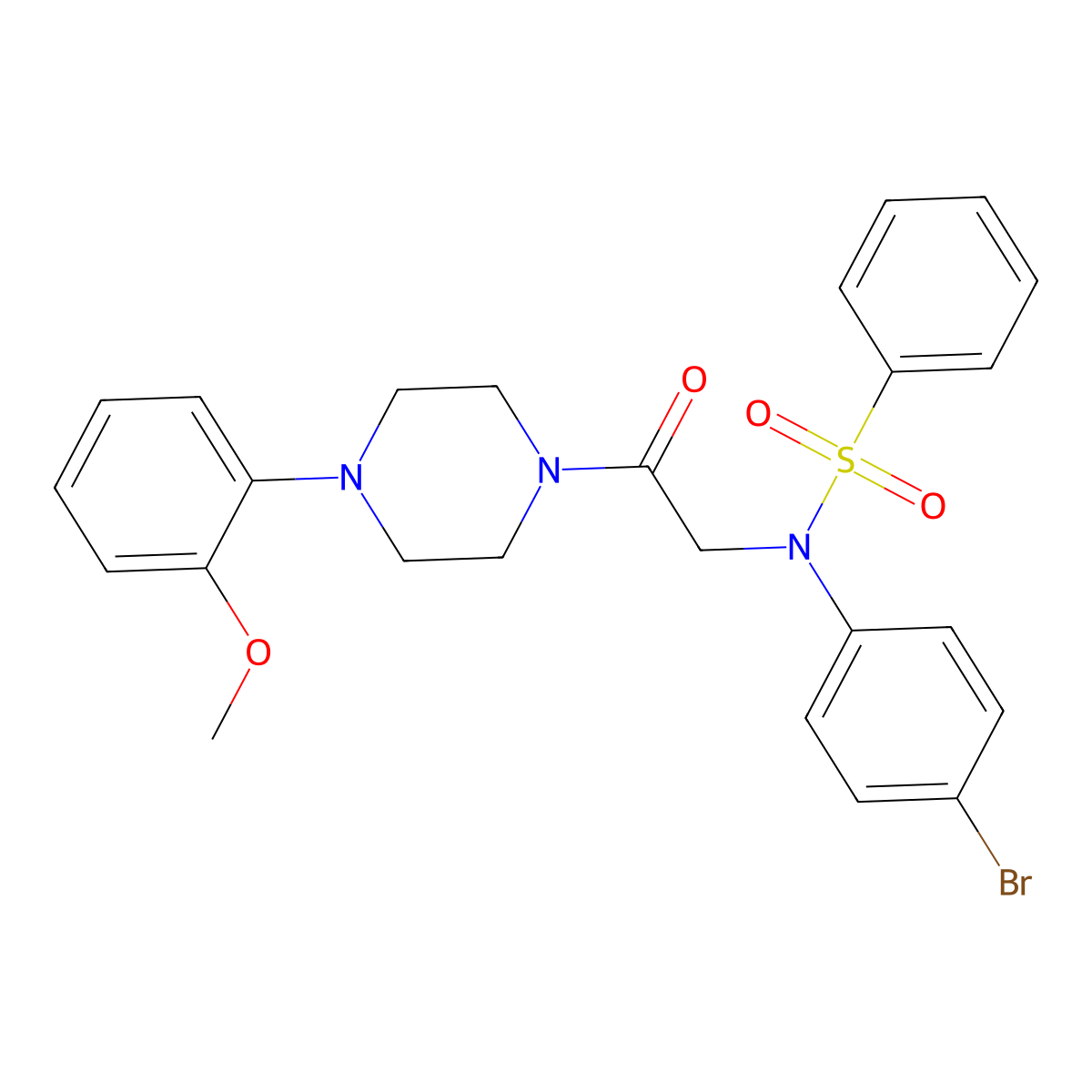 N-(4-bromophenyl)-N-[2-[4-(2-methoxyphenyl)piperazin-1-yl]-2-oxoethyl]benzenesulfonamide molecular structure, CAS 6075-39-4