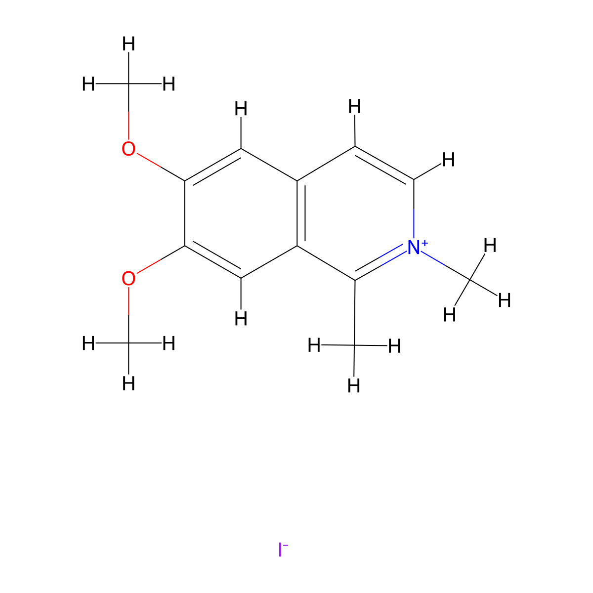 6,7-Dimethoxy-1,2-dimethylisoquinolin-2-ium iodide molecular structure, CAS 6075-61-2