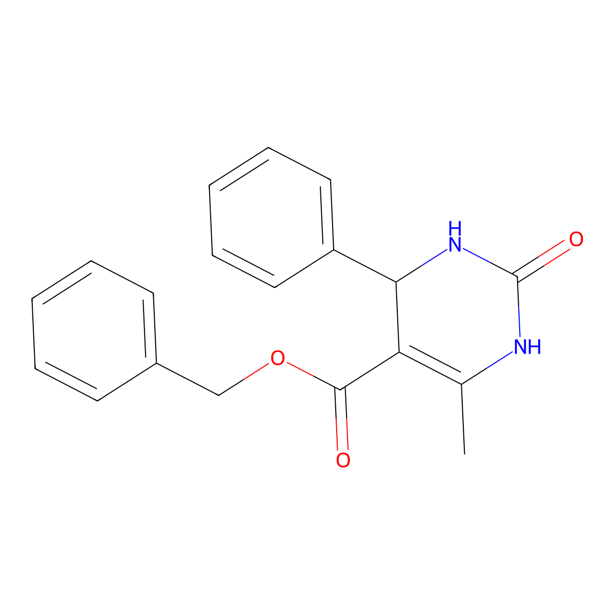 Benzyl 6-methyl-2-oxo-4-phenyl-1,2,3,4-tetrahydropyrimidine-5-carboxylate molecular structure, CAS 60750-23-4