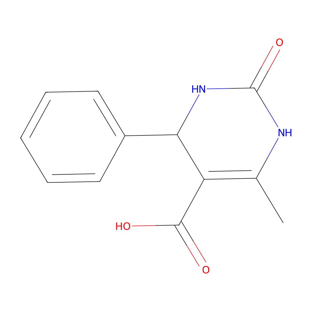 6-Methyl-2-oxo-4-phenyl-1,2,3,4-tetrahydropyrimidine-5-carboxylic acid molecular structure, CAS 60750-37-0