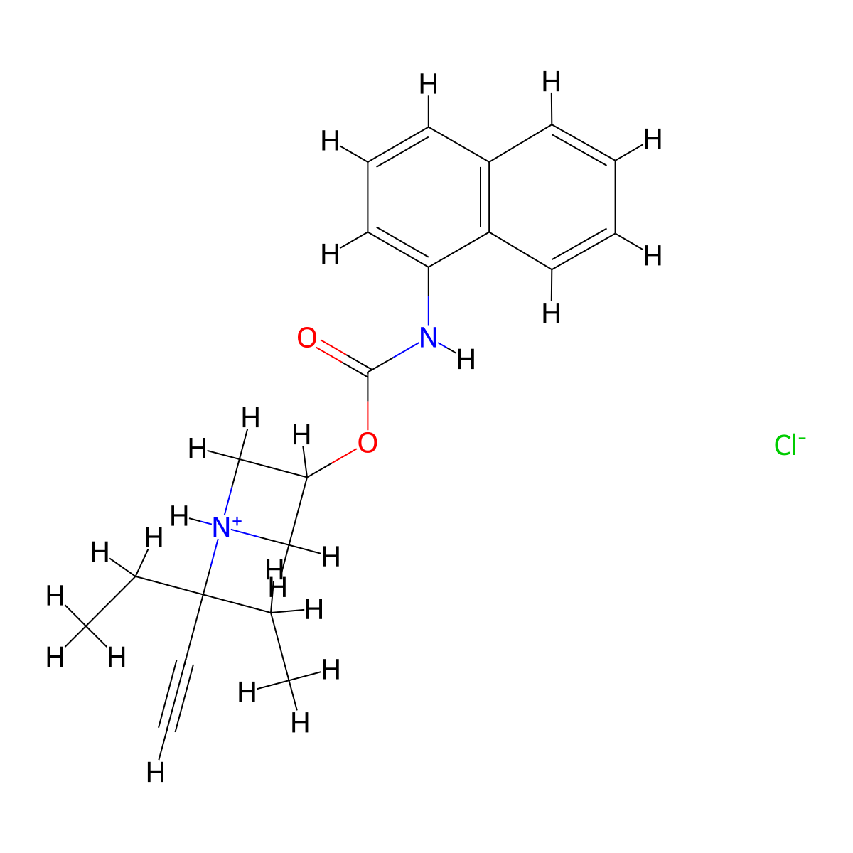 1-(3-Ethylpent-1-yn-3-yl)azetidin-3-yl hydrogen naphthalen-1-ylcarbonimidate--hydrogen chloride (1/1) molecular structure, CAS 60752-78-5