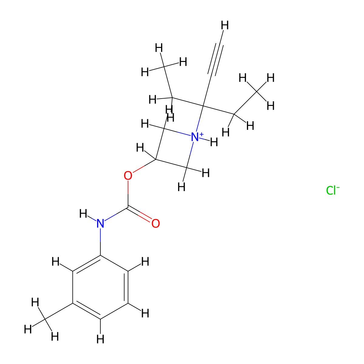 1-(3-Ethylpent-1-yn-3-yl)azetidin-3-yl hydrogen (3-methylphenyl)carbonimidate--hydrogen chloride (1/1) molecular structure, CAS 60752-79-6
