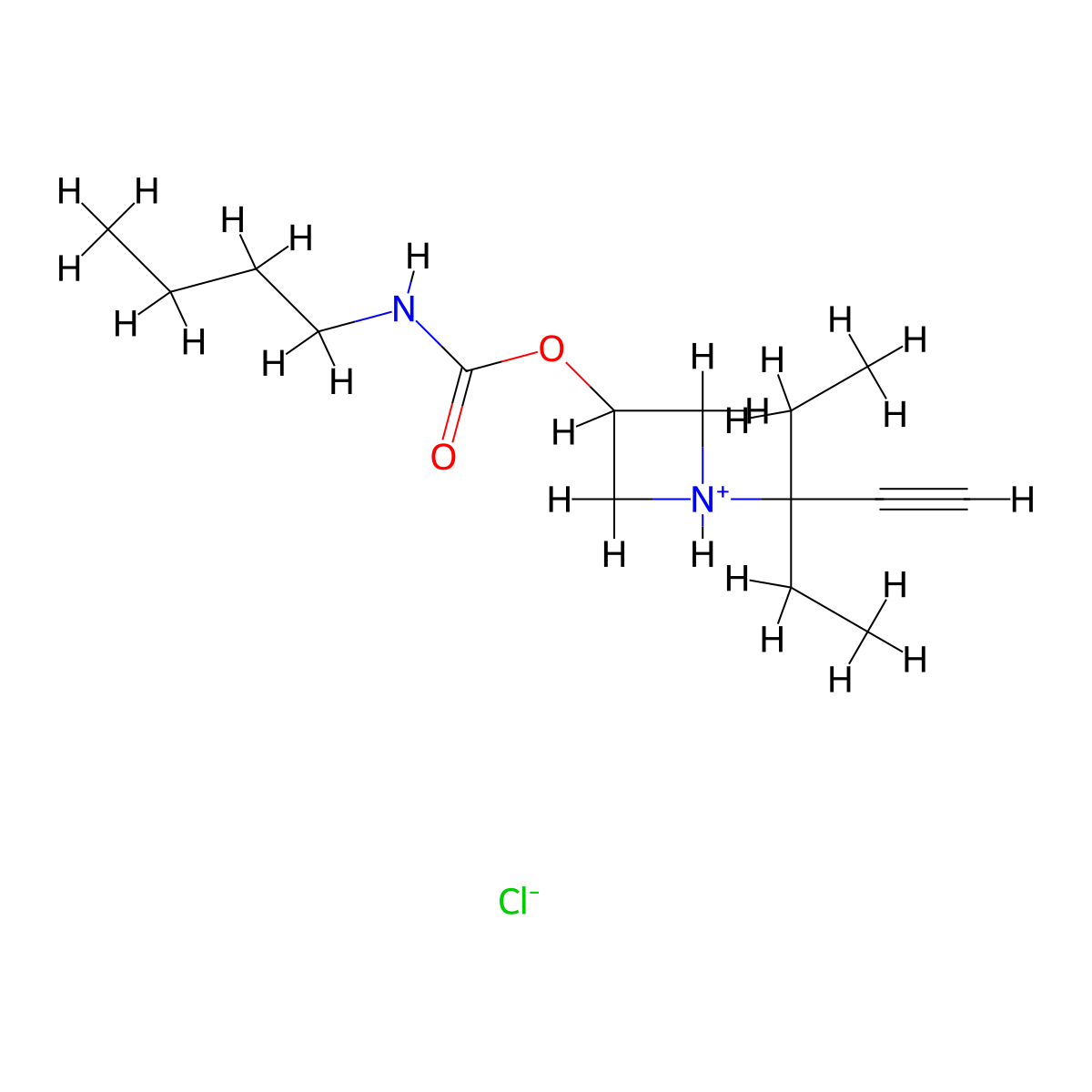 1-(3-Ethylpent-1-yn-3-yl)azetidin-3-yl hydrogen butylcarbonimidate--hydrogen chloride (1/1) molecular structure, CAS 60752-80-9