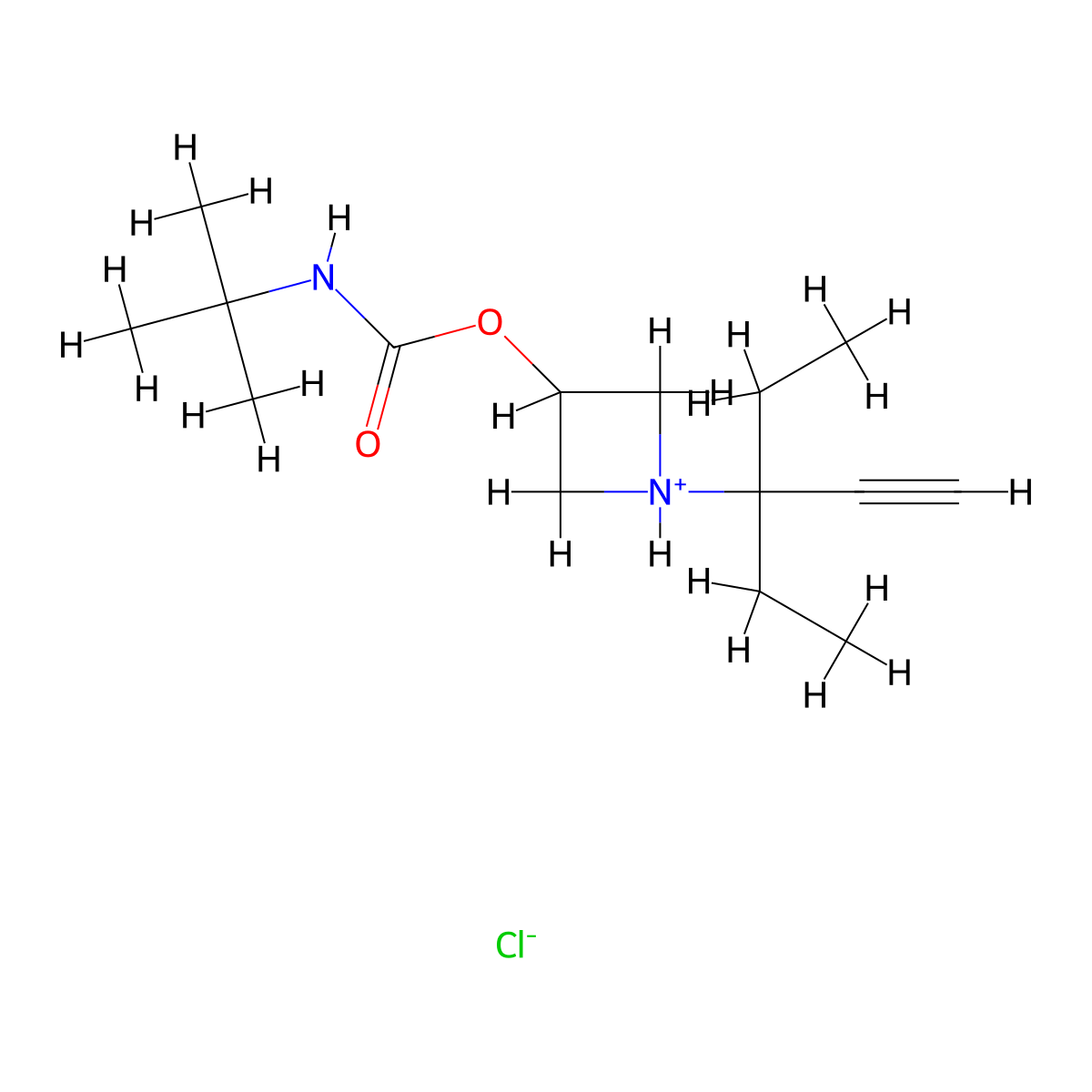 1-(3-Ethylpent-1-yn-3-yl)azetidin-3-yl hydrogen tert-butylcarbonimidate--hydrogen chloride (1/1) molecular structure, CAS 60752-84-3