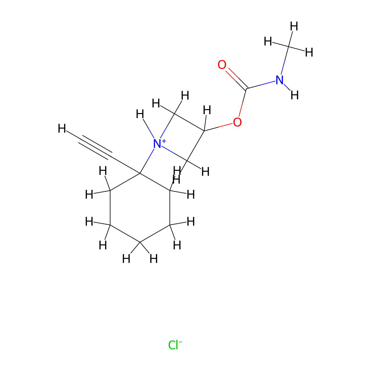 1-(1-Ethynylcyclohexyl)azetidin-3-yl hydrogen methylcarbonimidate--hydrogen chloride (1/1) molecular structure, CAS 60752-91-2