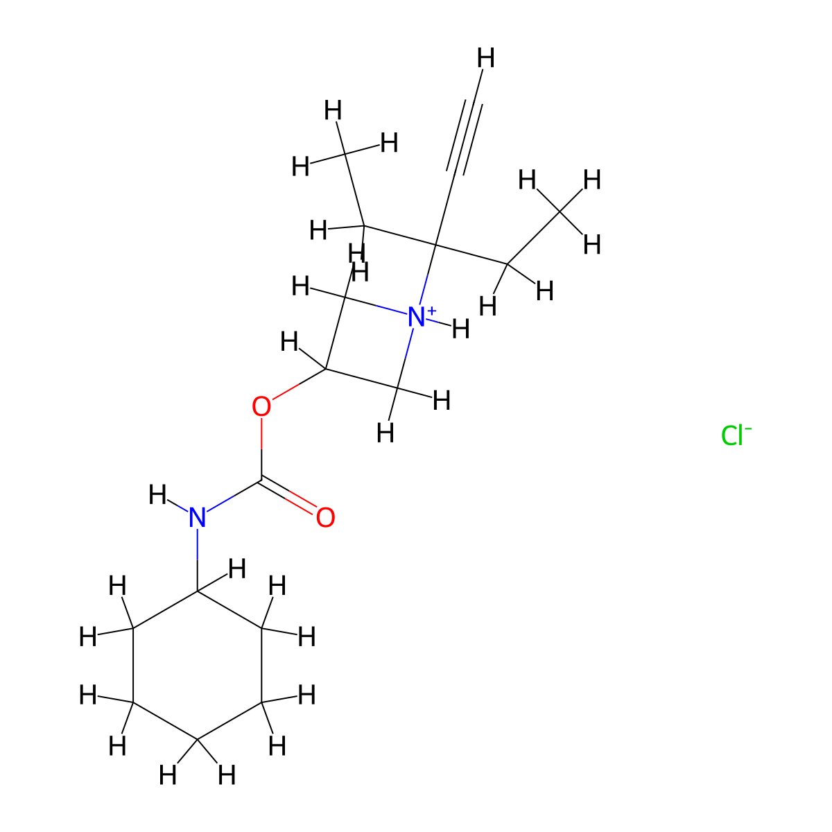 Carbamic acid, cyclohexyl-, 1-(1,1-diethyl-2-propynyl)-3-azetidinyl ester, monohydrochloride molecular structure, CAS 60752-96-7