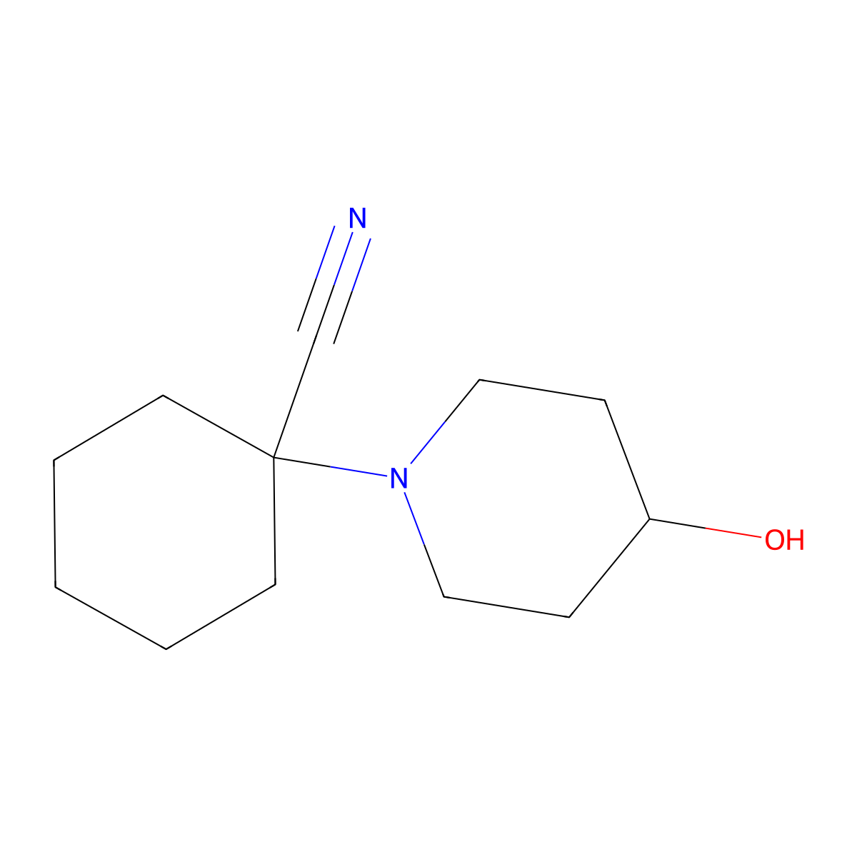 1-(4-Hydroxypiperidin-1-yl)cyclohexane-1-carbonitrile molecular structure, CAS 60756-86-7