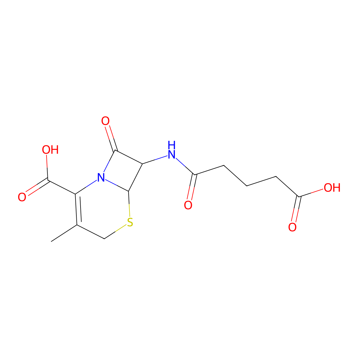 (6R,7R)-7-[(4-carboxy-1-oxobutyl)amino]-3-methyl-8-oxo-5-thia-1-azabicyclo[4.2.0]oct-2-ene-2-carboxylic acid molecular structure, CAS 60758-77-2