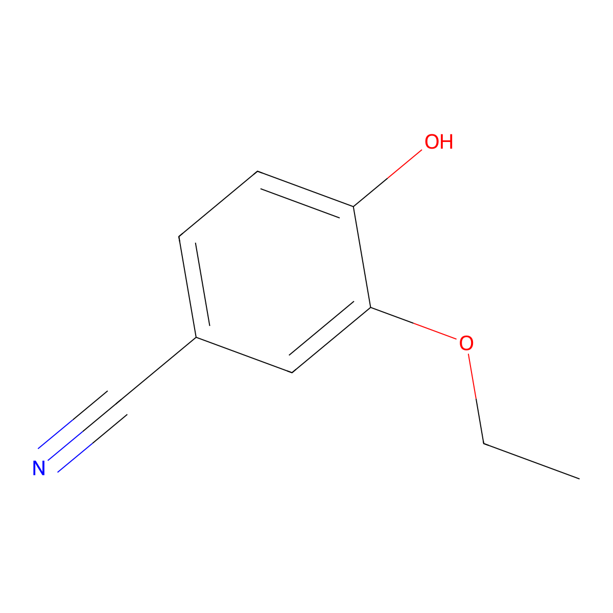 3-Ethoxy-4-hydroxybenzonitrile molecular structure, CAS 60758-79-4