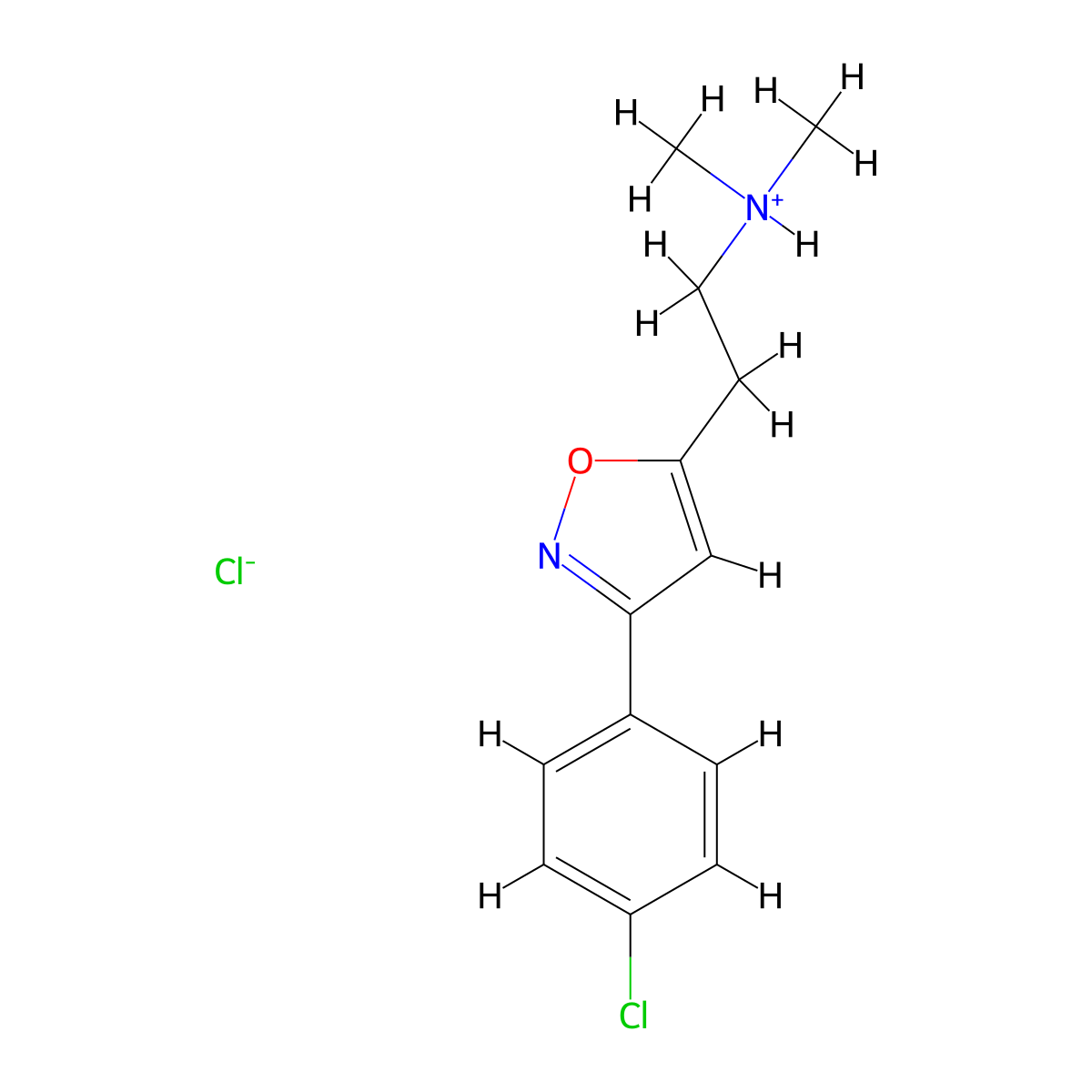 Isoxazole, 3-(p-chlorophenyl)-5-(2-(dimethylamino)ethyl)-, hydrochloride molecular structure, CAS 6076-04-6