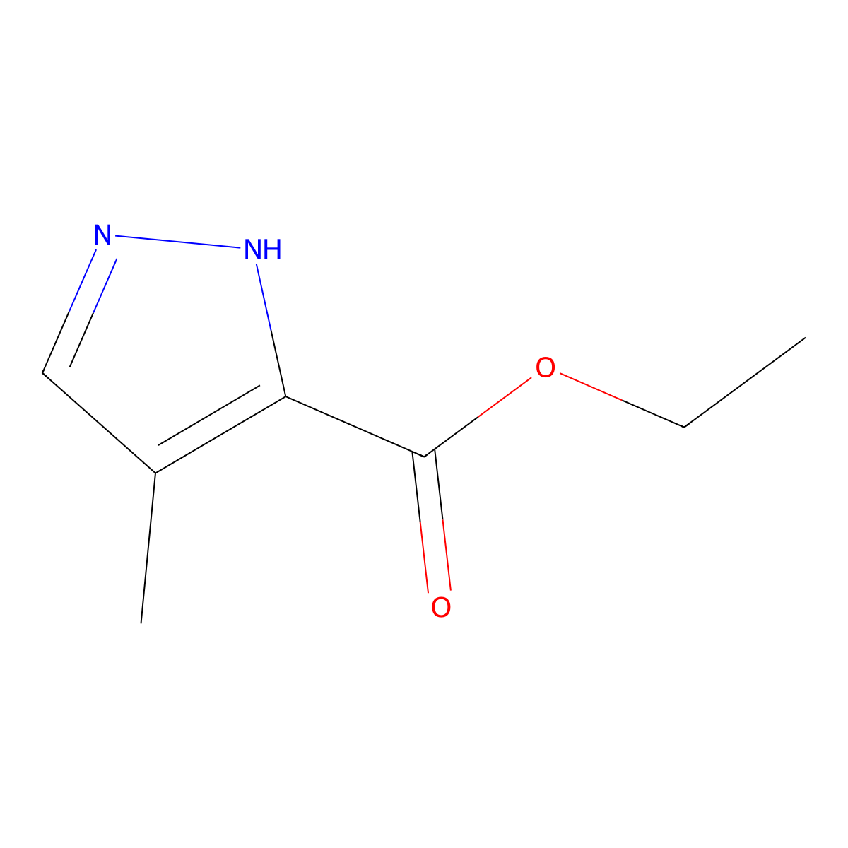 ethyl 4-methyl-1H-pyrazole-5-carboxylate molecular structure, CAS 6076-12-6