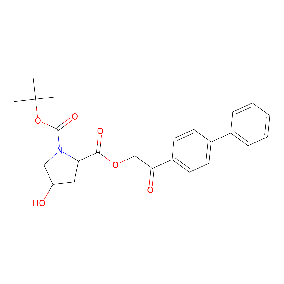1-O-tert-butyl 2-O-[2-oxo-2-(4-phenylphenyl)ethyl] 4-hydroxypyrrolidine-1,2-dicarboxylate molecular structure, CAS 6076-84-2