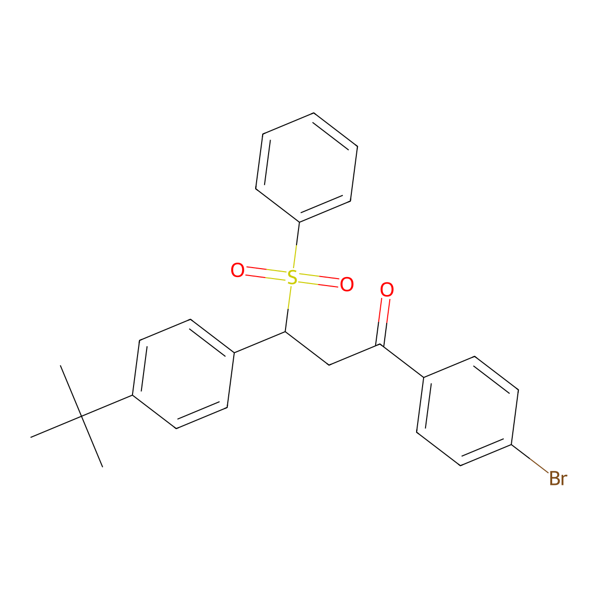 1-(4-Bromophenyl)-3-(4-tert-butylphenyl)-3-(phenylsulfonyl)propan-1-one molecular structure, CAS 6076-89-7