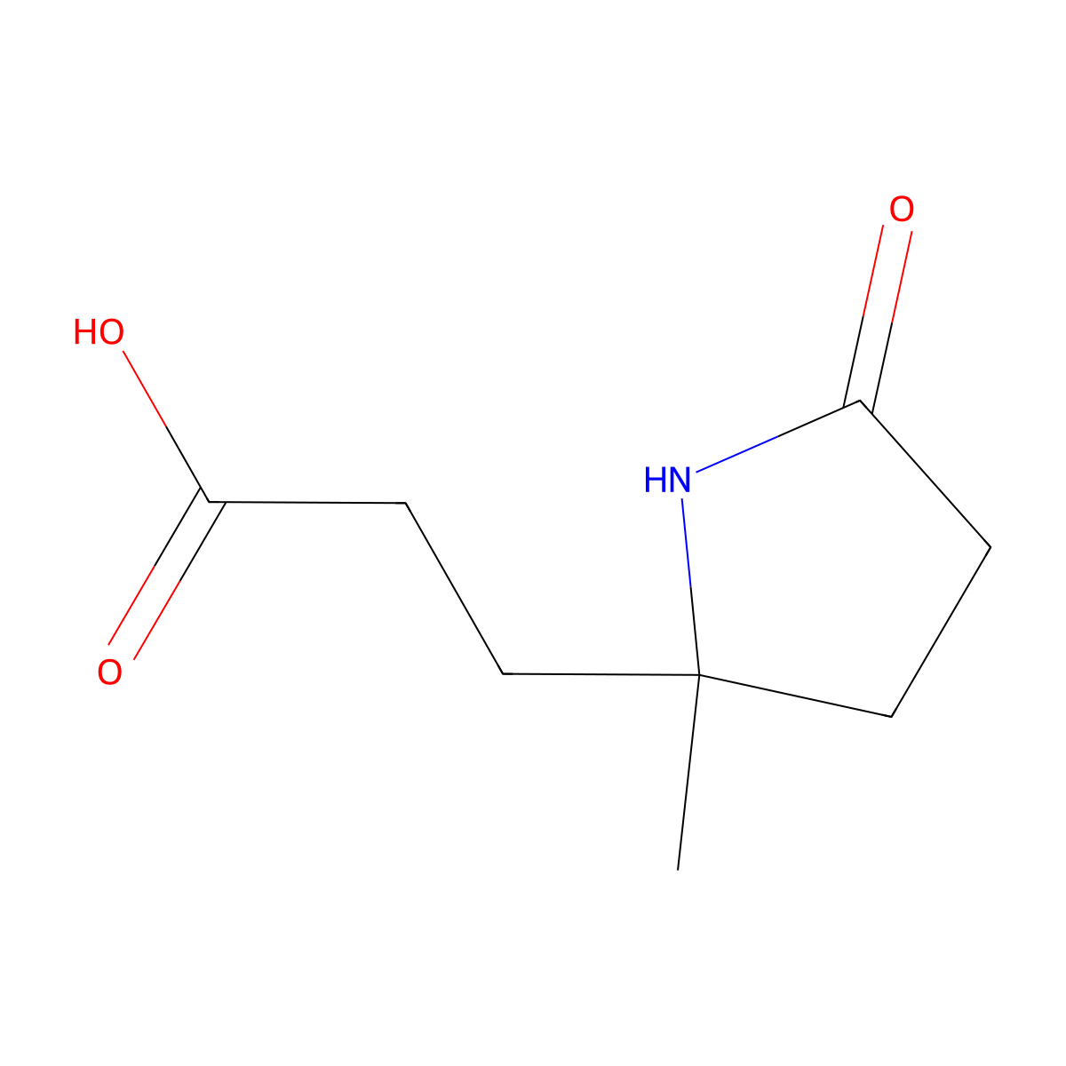 3-(2-Methyl-5-oxopyrrolidin-2-yl)propanoic acid molecular structure, CAS 60769-61-1