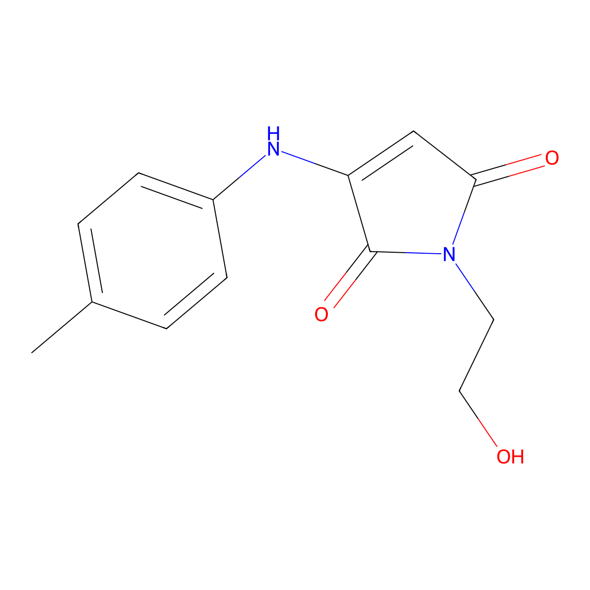 1-(2-hydroxyethyl)-3-(p-tolylamino)-1H-pyrrole-2,5-dione molecular structure, CAS 607692-48-8