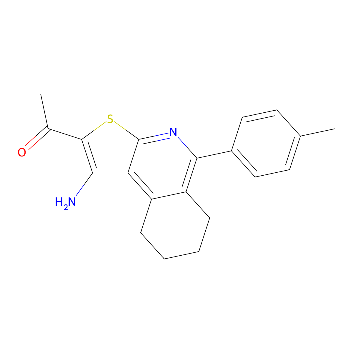 1-[1-Amino-5-(4-methylphenyl)-6,7,8,9-tetrahydrothieno[2,3-c]isoquinolin-2-yl]ethanone molecular structure, CAS 607696-42-4