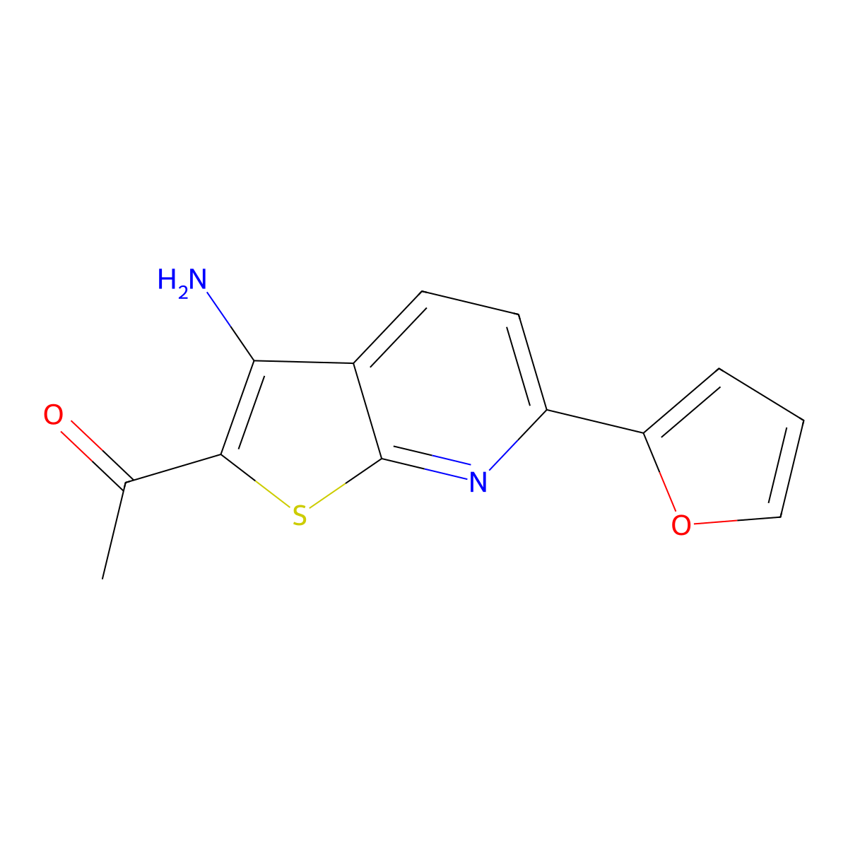 1-[3-Amino-6-(furan-2-yl)thieno[2,3-b]pyridin-2-yl]ethanone molecular structure, CAS 607696-62-8