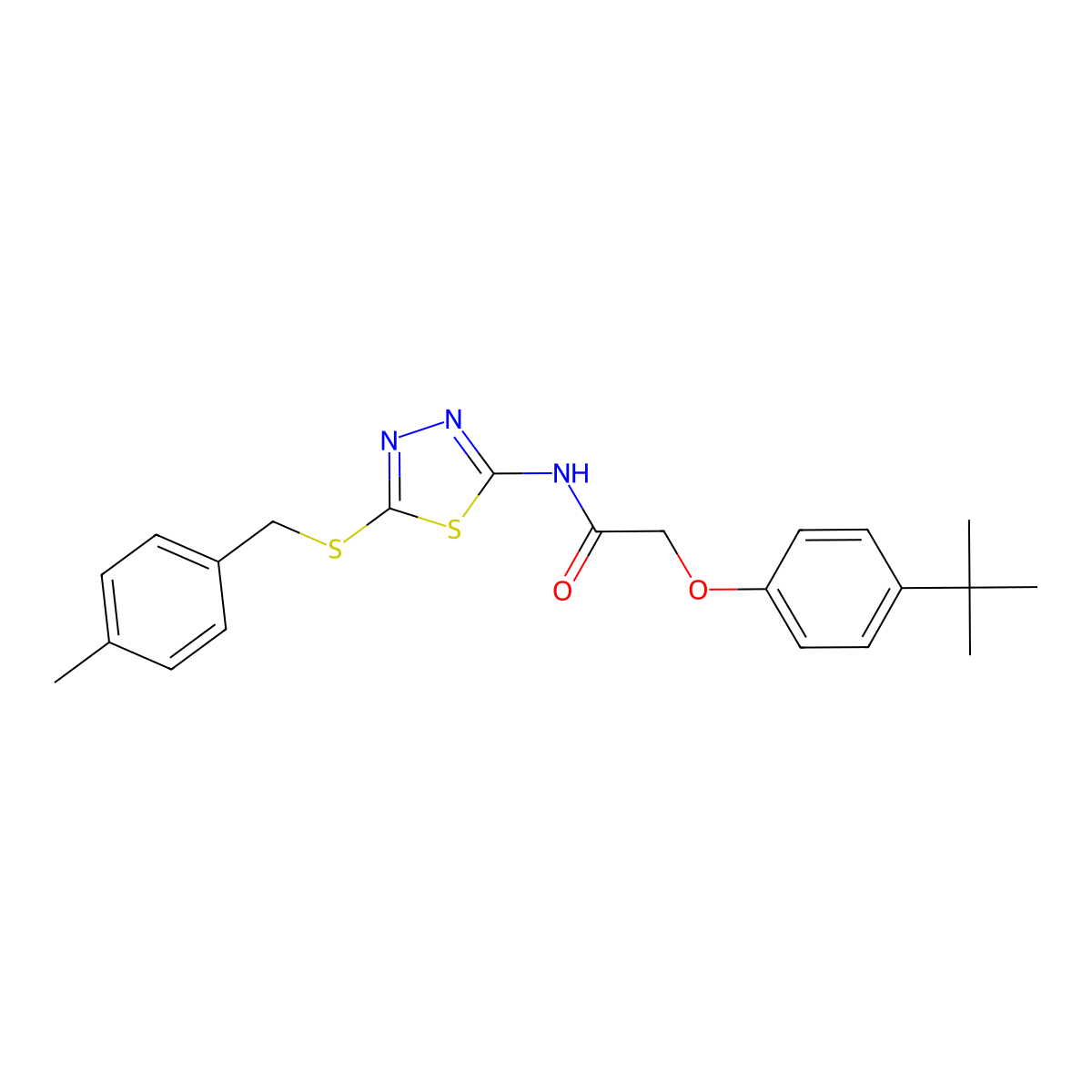2-(4-tert-butylphenoxy)-N-{5-[(4-methylbenzyl)sulfanyl]-1,3,4-thiadiazol-2-yl}acetamide molecular structure, CAS 607696-83-3