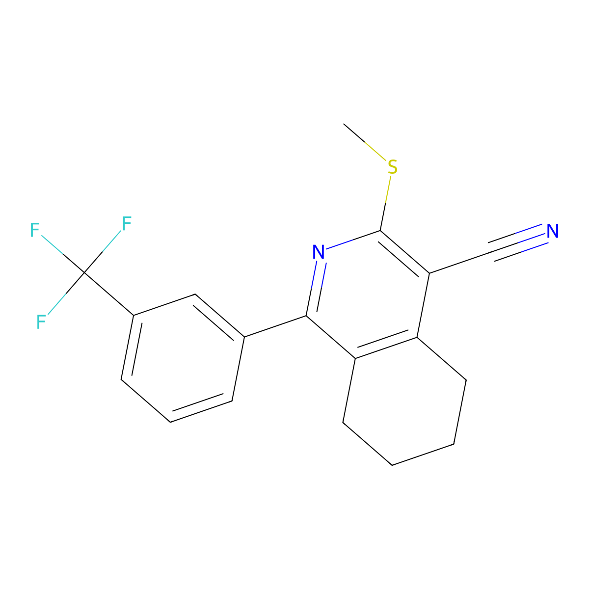 3-(Methylsulfanyl)-1-[3-(trifluoromethyl)phenyl]-5,6,7,8-tetrahydro-4-isoquinolinecarbonitrile molecular structure, CAS 607697-02-9