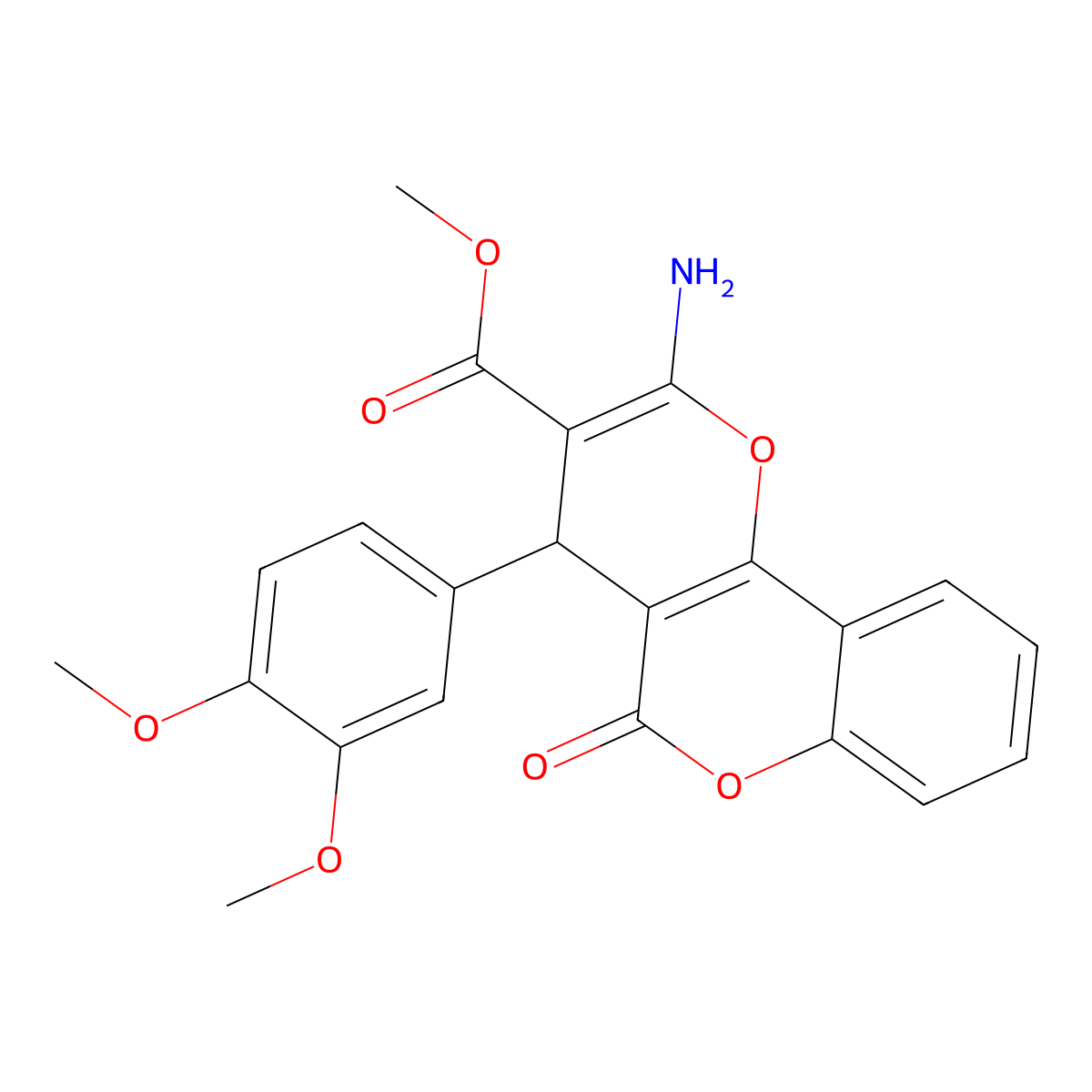 methyl 2-amino-4-(3,4-dimethoxyphenyl)-5-oxo-4H,5H-pyrano[3,2-c]chromene-3-carboxylate molecular structure, CAS 607697-13-2