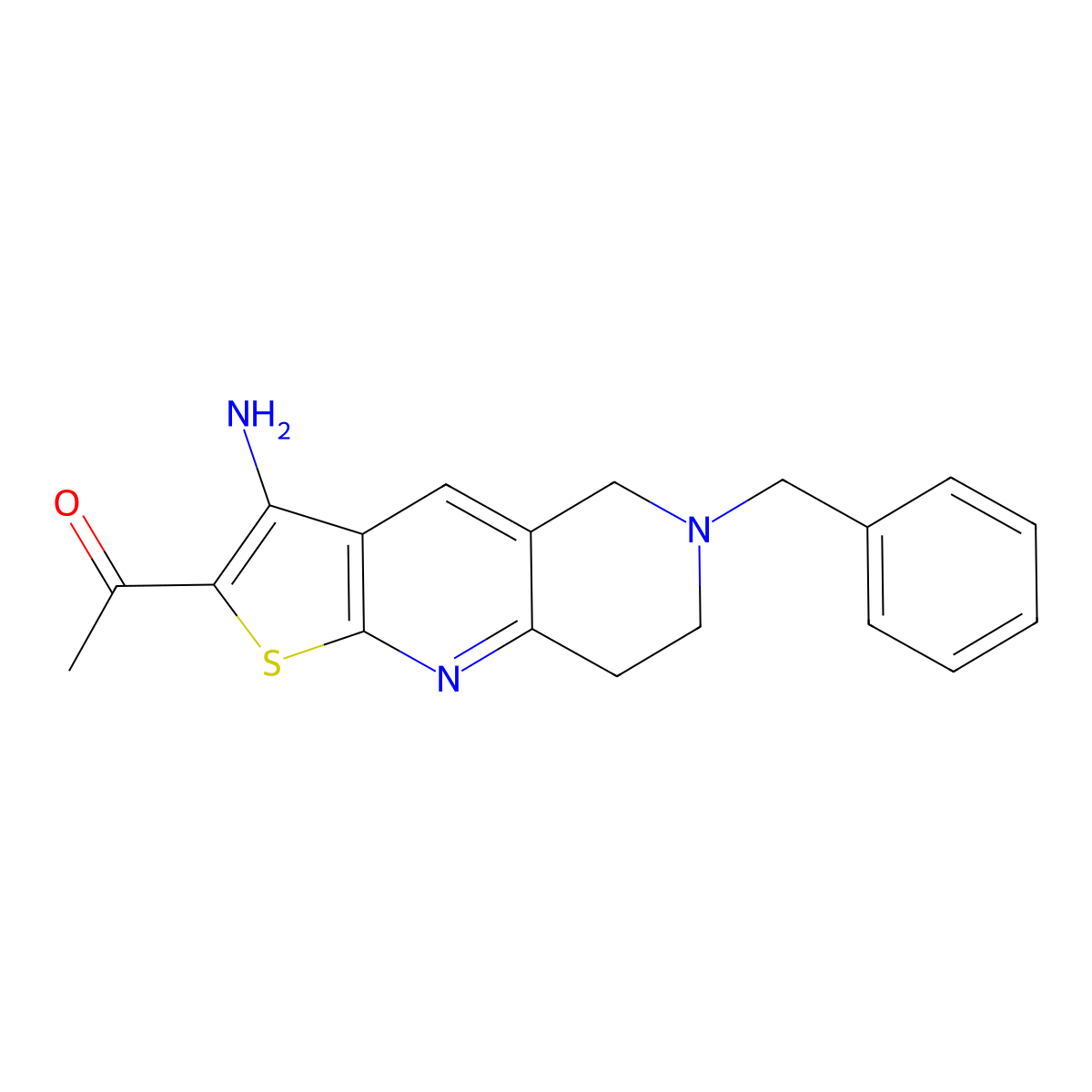 1-(3-Amino-6-benzyl-5,6,7,8-tetrahydrothieno[2,3-b][1,6]naphthyridin-2-yl)ethanone molecular structure, CAS 607699-11-6
