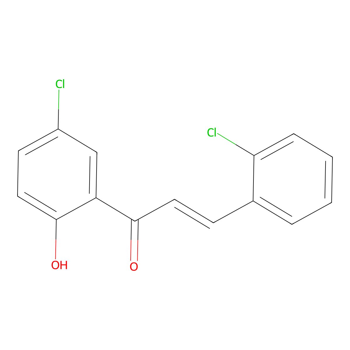 1-(5-Chloro-2-hydroxyphenyl)-3-(2-chlorophenyl)prop-2-en-1-one molecular structure, CAS 6077-19-6