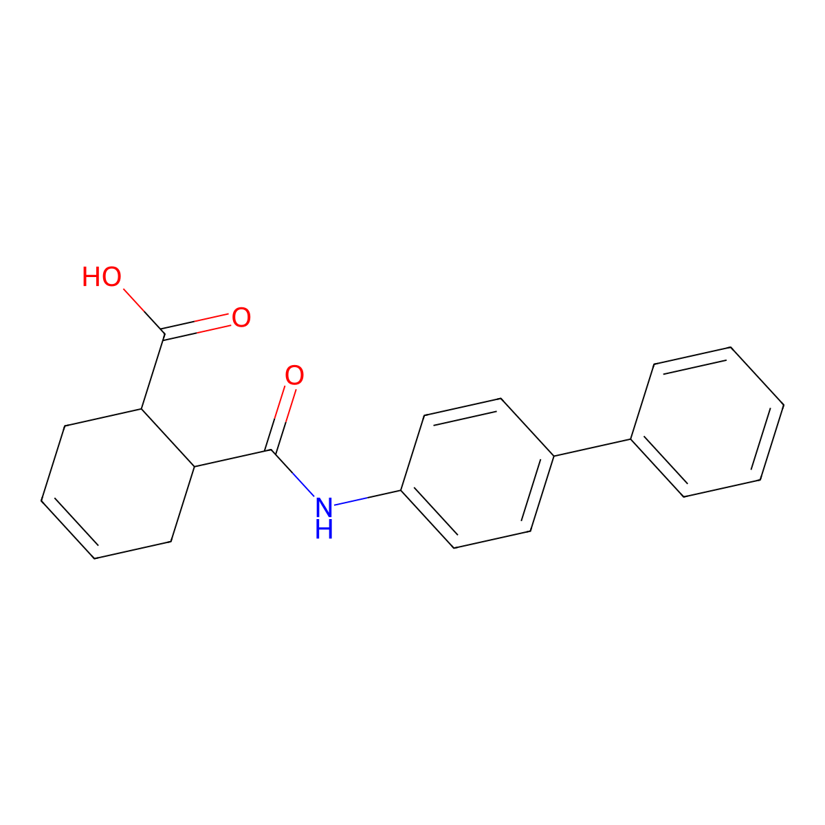 6-[(4-Phenylphenyl)carbamoyl]cyclohex-3-ene-1-carboxylic acid molecular structure, CAS 6077-61-8