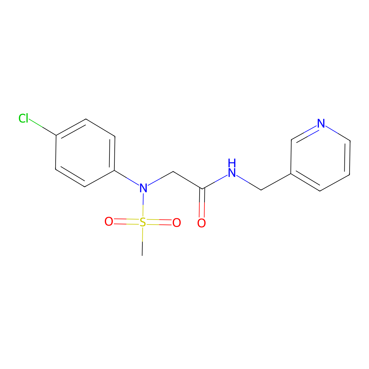 N~2~-(4-chlorophenyl)-N~2~-(methylsulfonyl)-N-(pyridin-3-ylmethyl)glycinamide molecular structure, CAS 6077-68-5