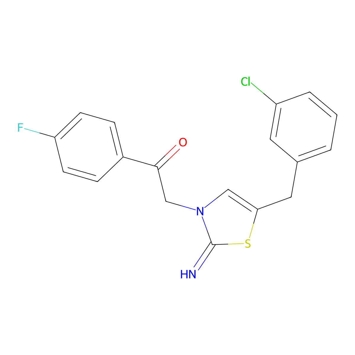 2-[5-(3-chlorobenzyl)-2-imino-1,3-thiazol-3(2H)-yl]-1-(4-fluorophenyl)ethanone molecular structure, CAS 6077-81-2