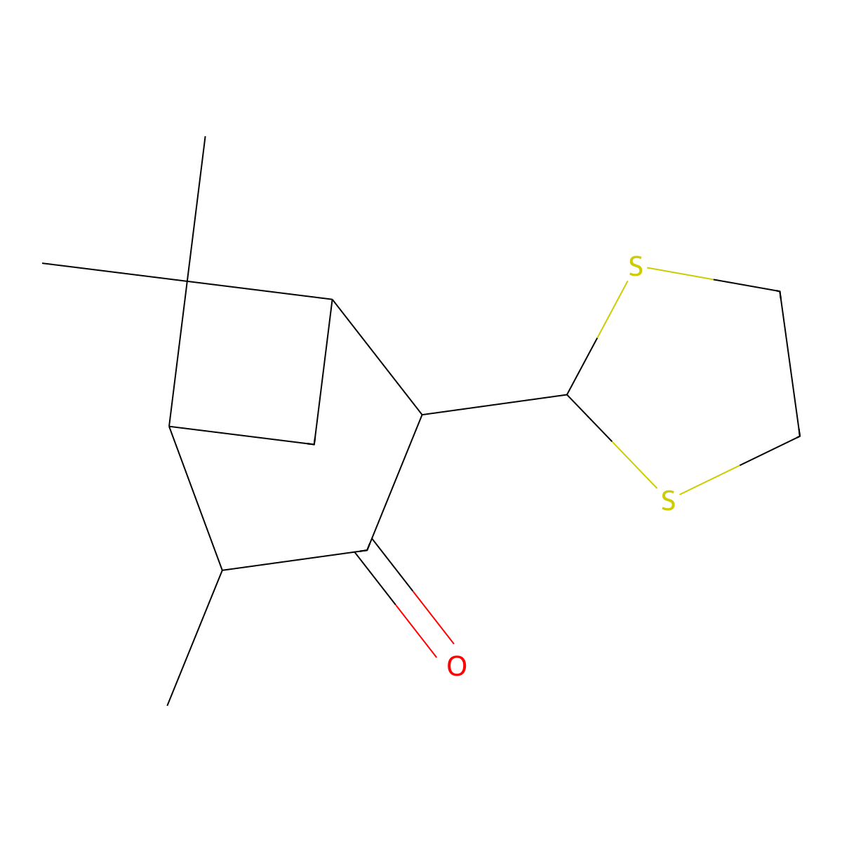 Bicyclo(3.1.1)heptan-3-one, 2-(1,3-dithiolan-2-yl)-4,6,6-trimethyl- molecular structure, CAS 60771-15-5