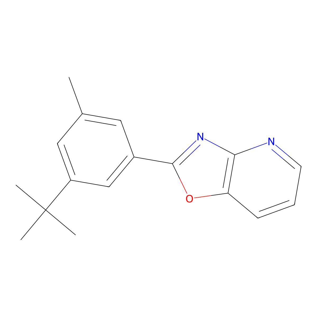 2-(3-(tert-Butyl)-5-methylphenyl)oxazolo[4,5-b]pyridine molecular structure, CAS 60772-58-9
