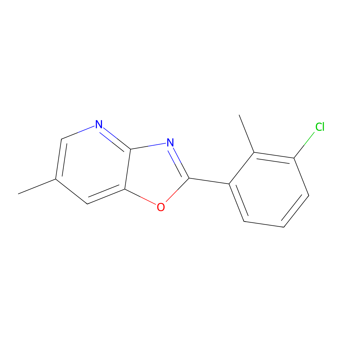 2-(3-Chloro-2-methylphenyl)-6-methyloxazolo[4,5-b]pyridine molecular structure, CAS 60772-60-3