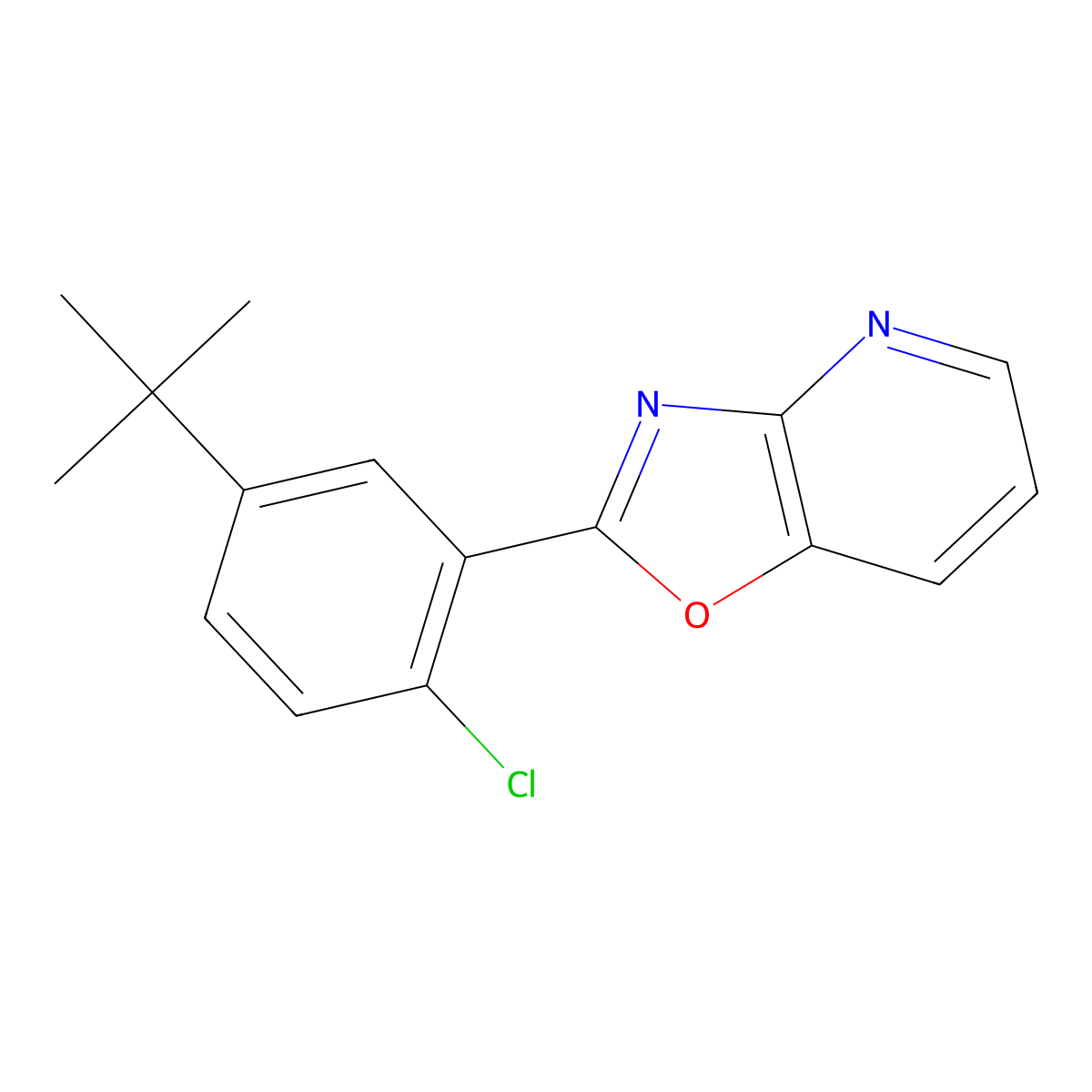 2-(5-(tert-Butyl)-2-chlorophenyl)oxazolo[4,5-b]pyridine molecular structure, CAS 60772-73-8