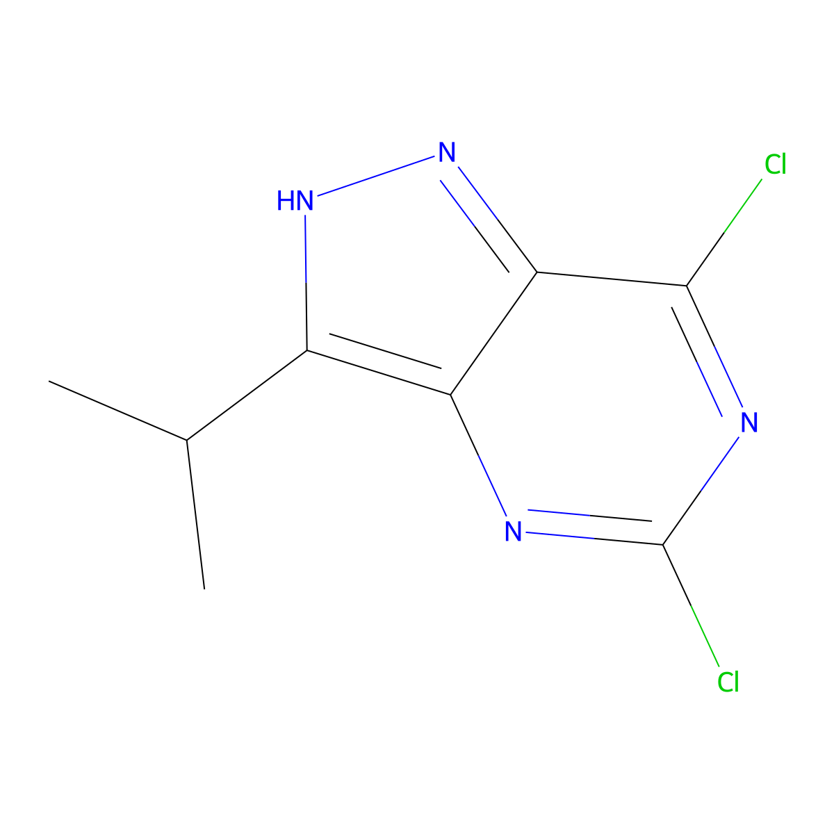 5,7-Dichloro-3-isopropyl-1H-pyrazolo[4,3-D]pyrimidine molecular structure, CAS 607729-11-3