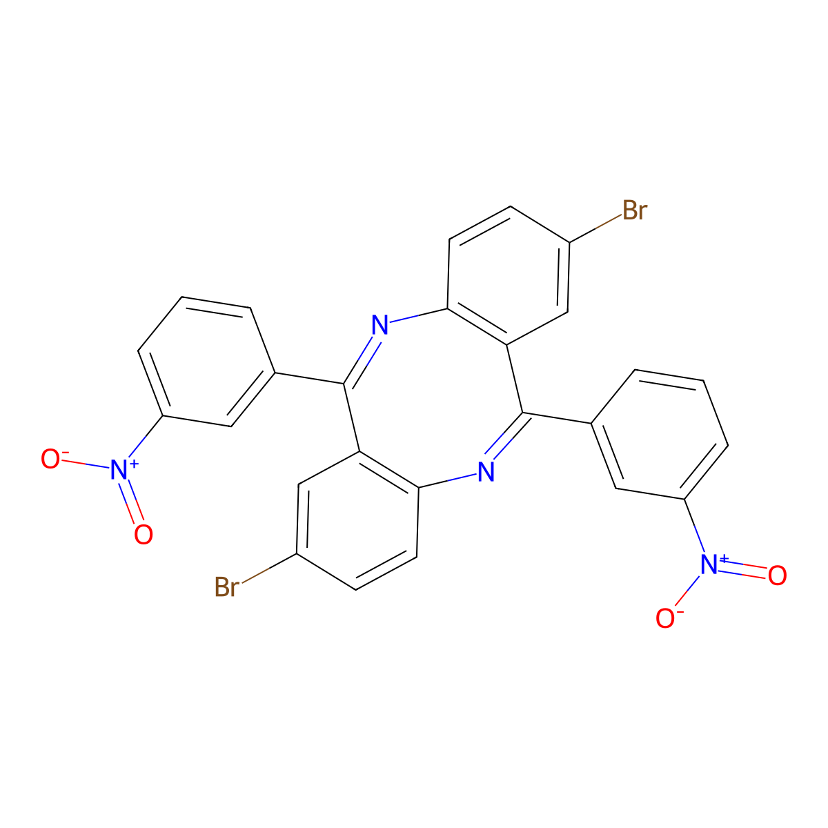 2,8-Dibromo-6,12-bis-(3-nitro-phenyl)-dibenzo(B,F)(1,5)diazocine molecular structure, CAS 60773-33-3