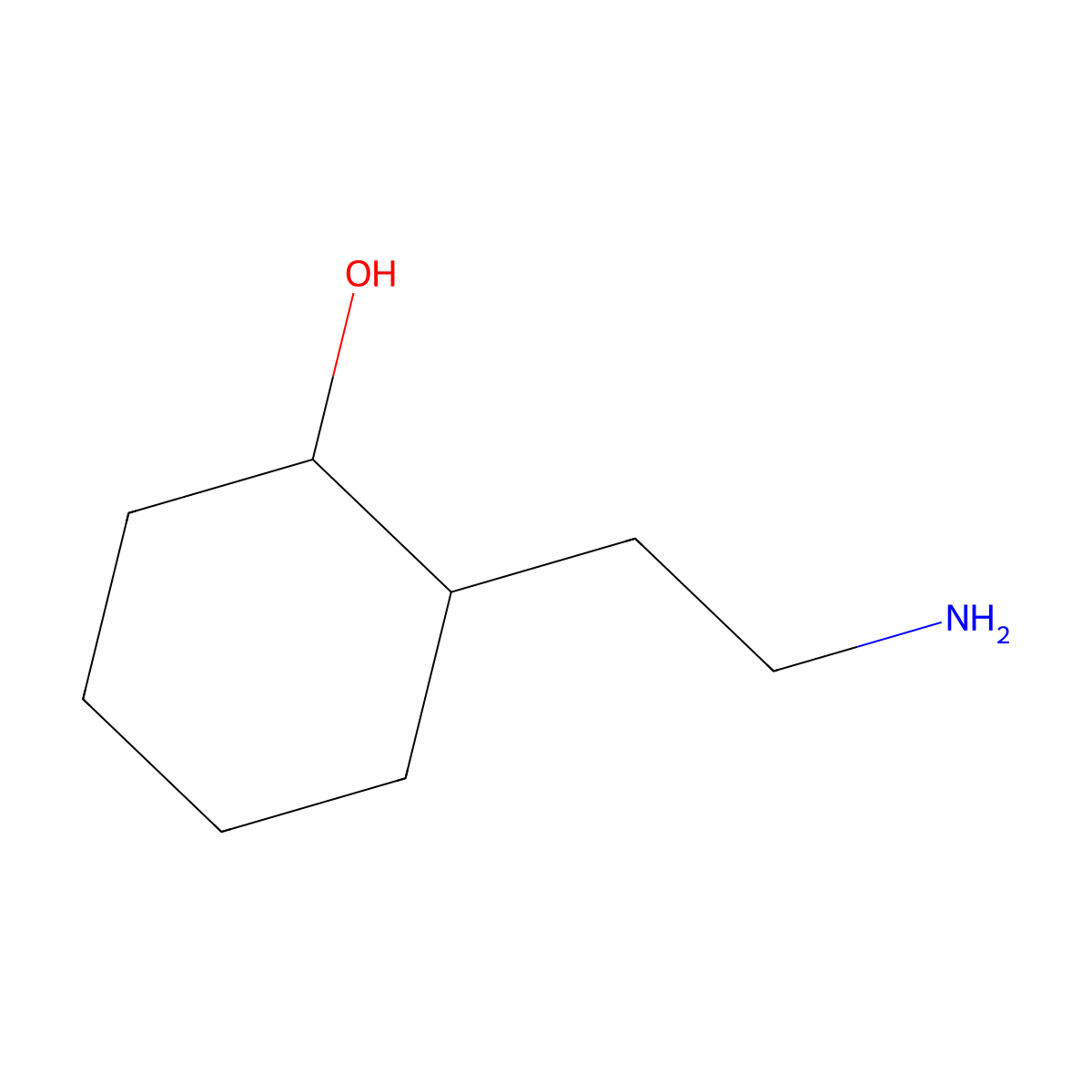 rac-(1R,2S)-2-(2-aminoethyl)cyclohexan-1-ol molecular structure, CAS 607734-77-0