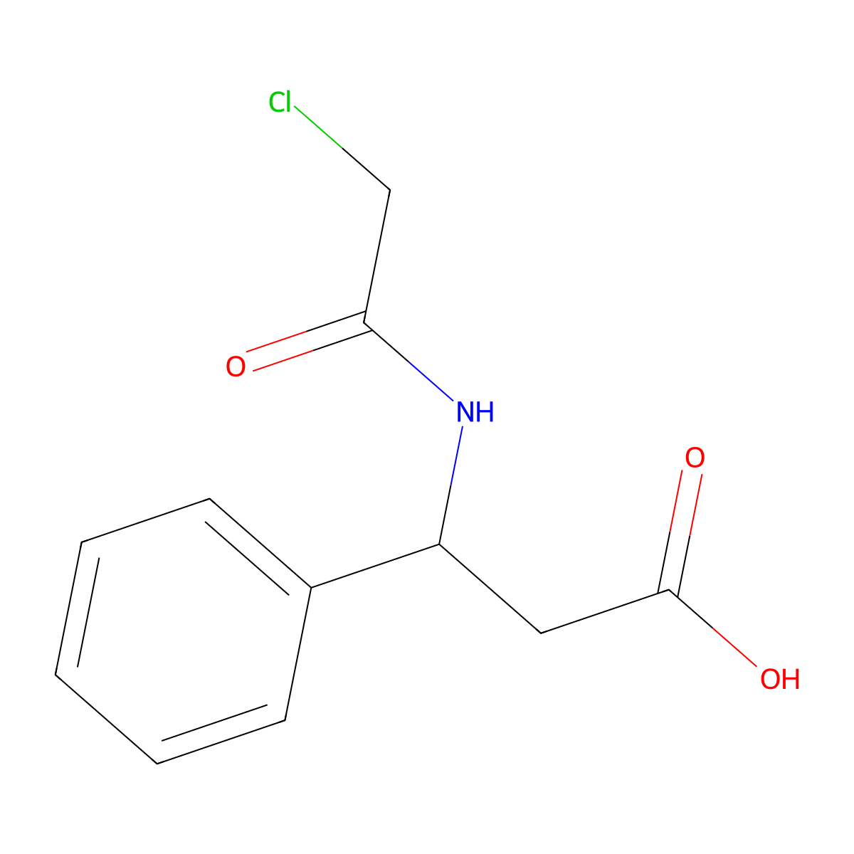 3-(2-Chloroacetamido)-3-phenylpropanoic acid molecular structure, CAS 607737-27-9