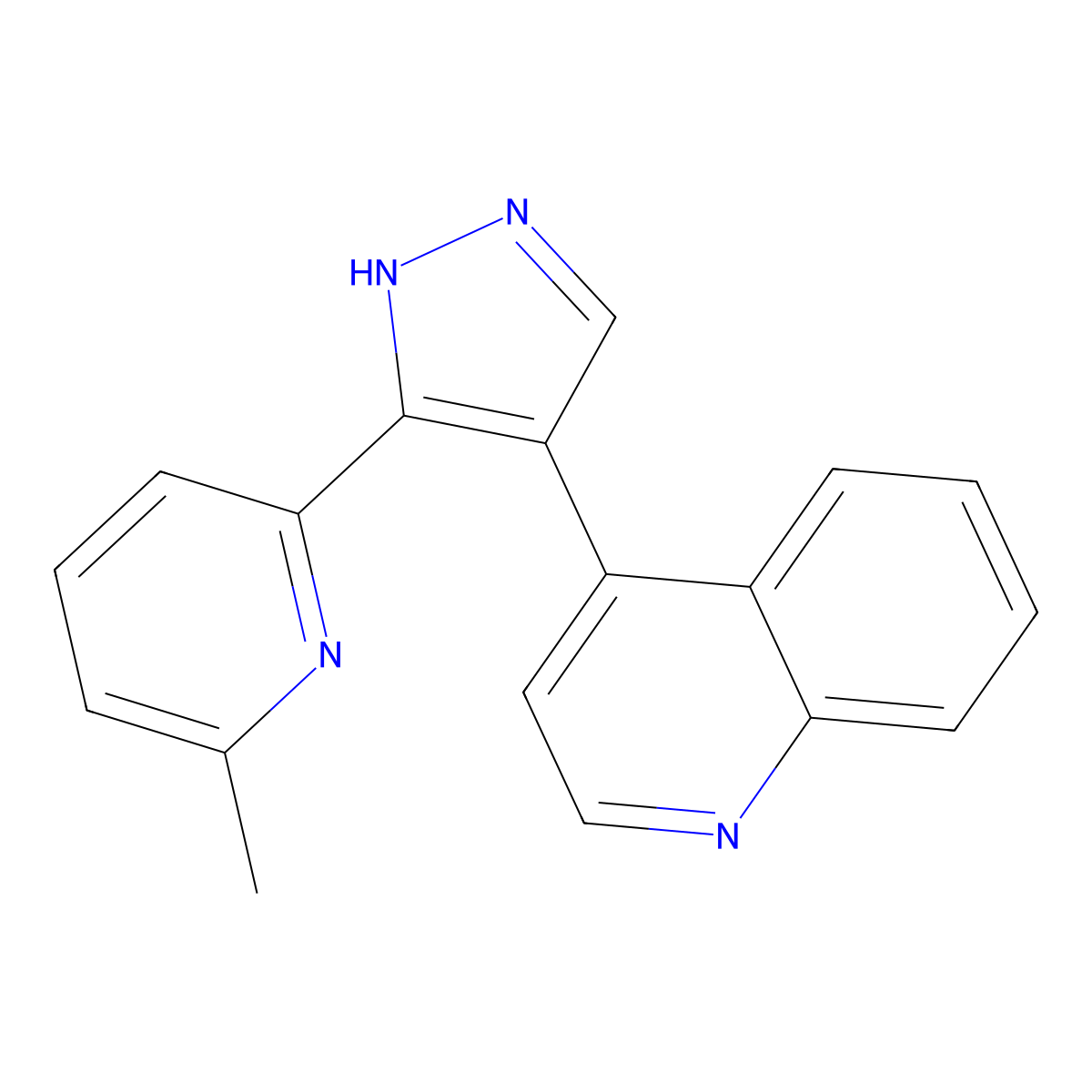 4-(3-(6-Methylpyridin-2-yl)-1H-pyrazol-4-yl)quinoline molecular structure, CAS 607737-87-1