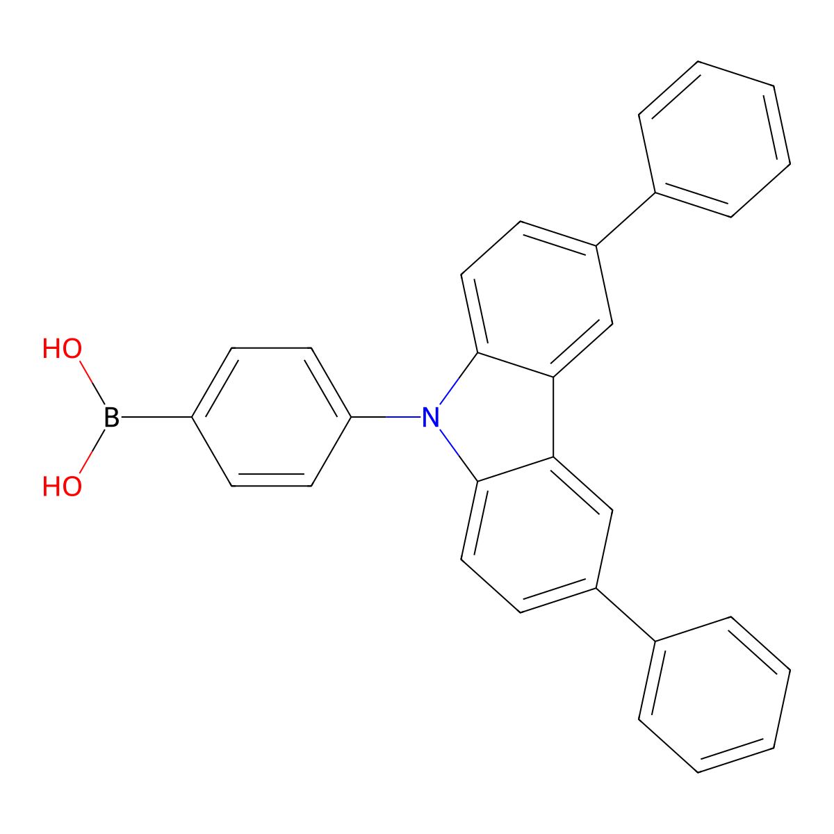 (4-(3,6-Diphenyl-9H-carbazol-9-yl)phenyl)boronic acid molecular structure, CAS 607739-93-5