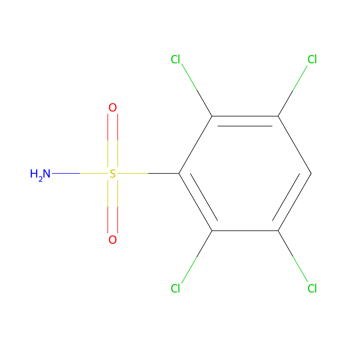 2,3,5,6-Tetrachlorobenzene-1-sulfonamide molecular structure, CAS 60774-94-9