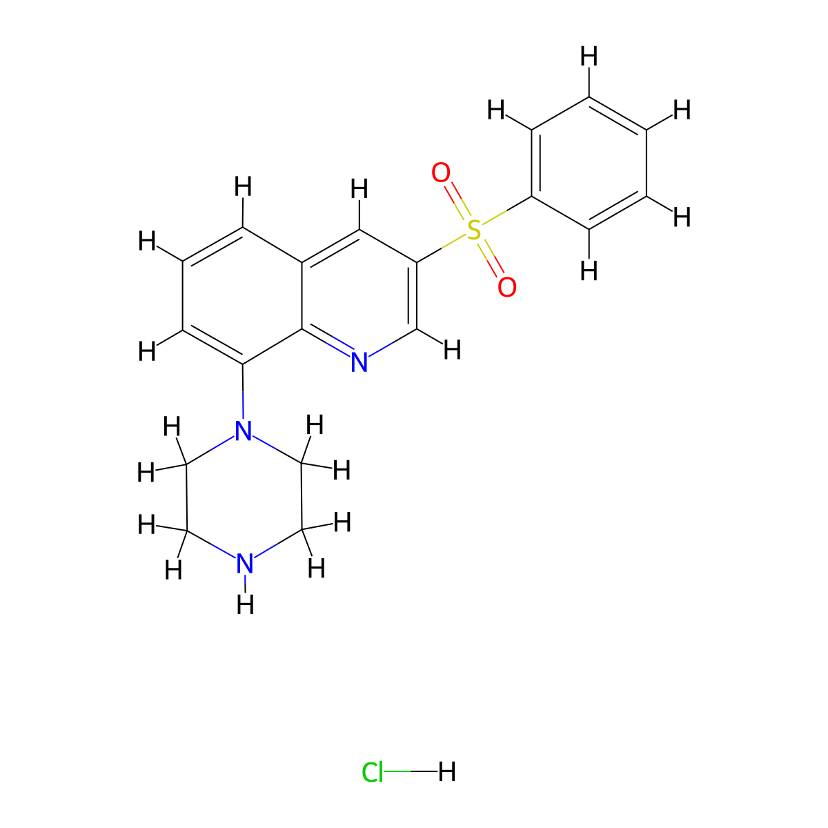 3-Phenylsulfonyl-8-piperazin-1-yl-quinoline hydrochloride molecular structure, CAS 607742-55-2