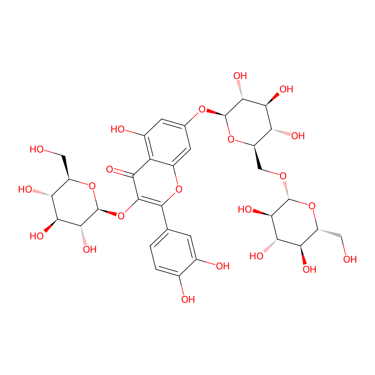 Quercetin 3-O-beta-D-glucose-7-O-beta-D-gentiobioside molecular structure, CAS 60778-02-1