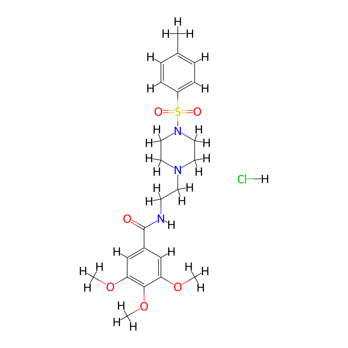 3,4,5-trimethoxy-N-(2-(4-tosylpiperazin-1-yl)ethyl)benzamide hydrochloride molecular structure, CAS 60779-42-2