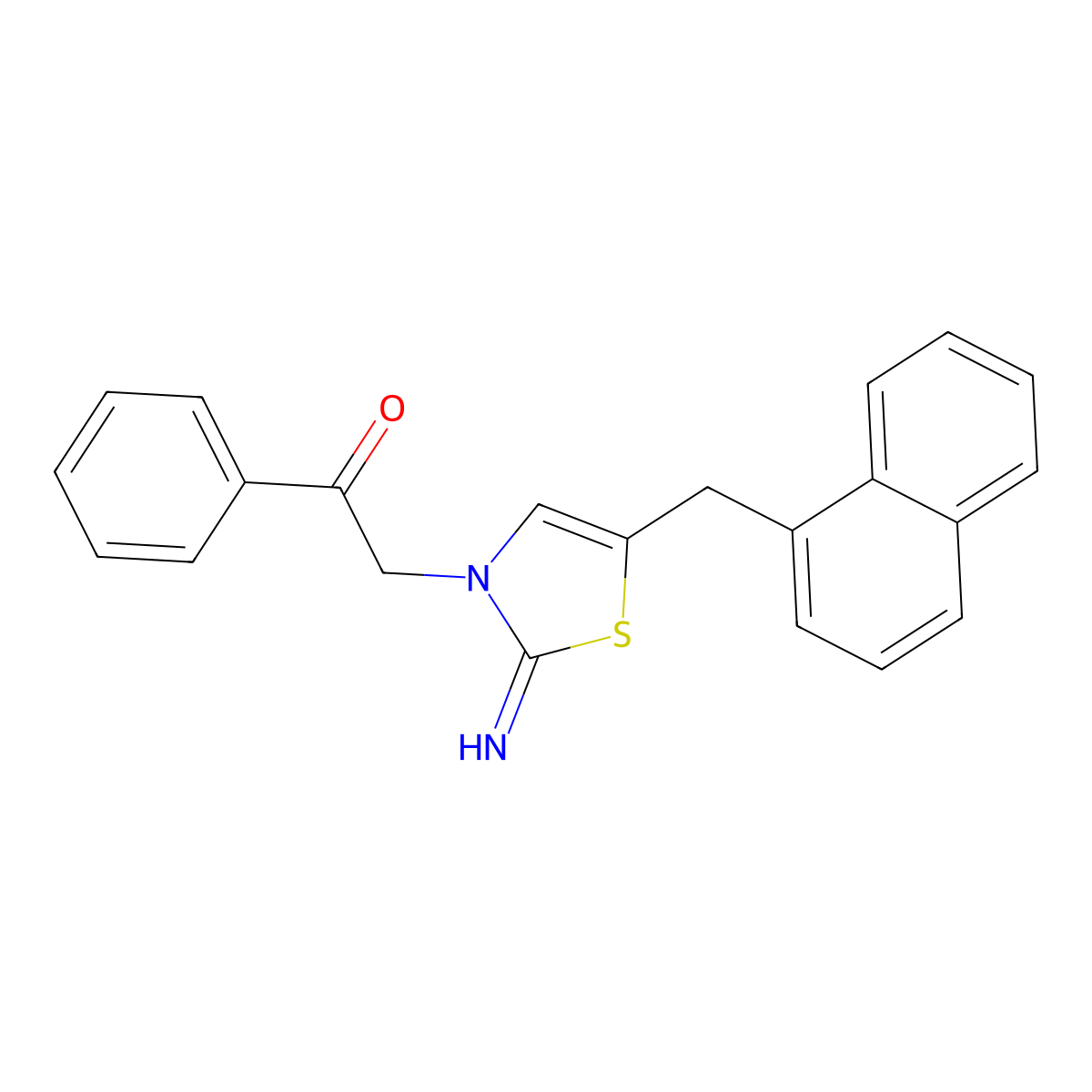 2-{2-Imino-5-[(naphthalen-1-yl)methyl]-1,3-thiazol-3(2H)-yl}-1-phenylethan-1-one molecular structure, CAS 6078-25-7